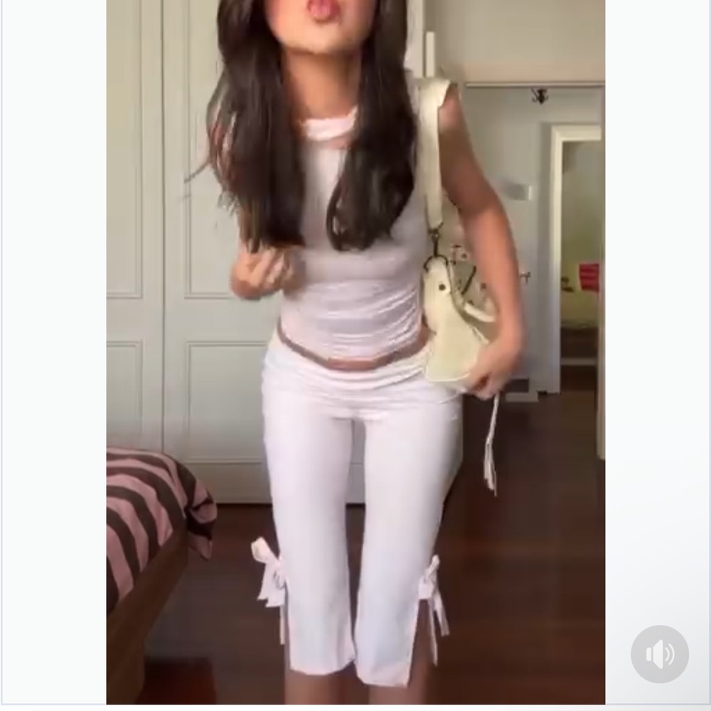Lioness Pale Pink Capri Bow Tie Pant